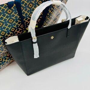 NWT Tory Burch Emerson Small Leather Tote Crossbody Purse in Black